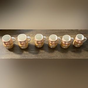 Six antique monk cups
